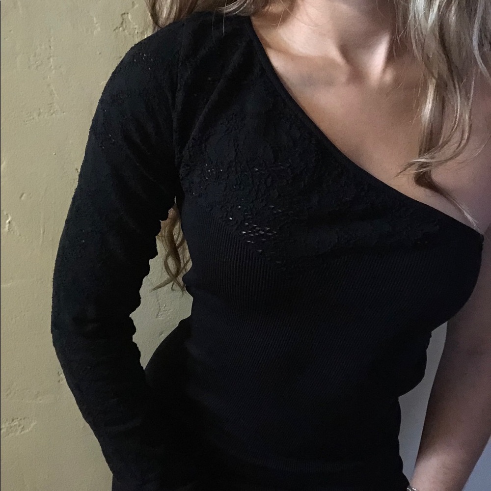 One Shoulder Ribbed Spandex Mini Dress - Picture 3 of 4